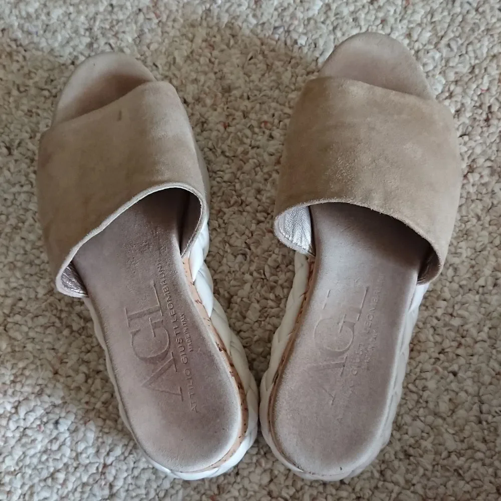 AGL calfskin suede VELOUR SLIDES size 36